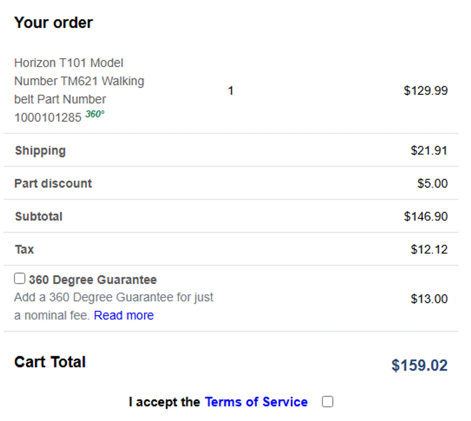 Treadmill Doctor discount code screenshot showing code 5offkevin applied at Treadmill Doctor checkout page. Uploaded by SimplyCodes community member MagnificentCollector7829 on Apr 23, 2025