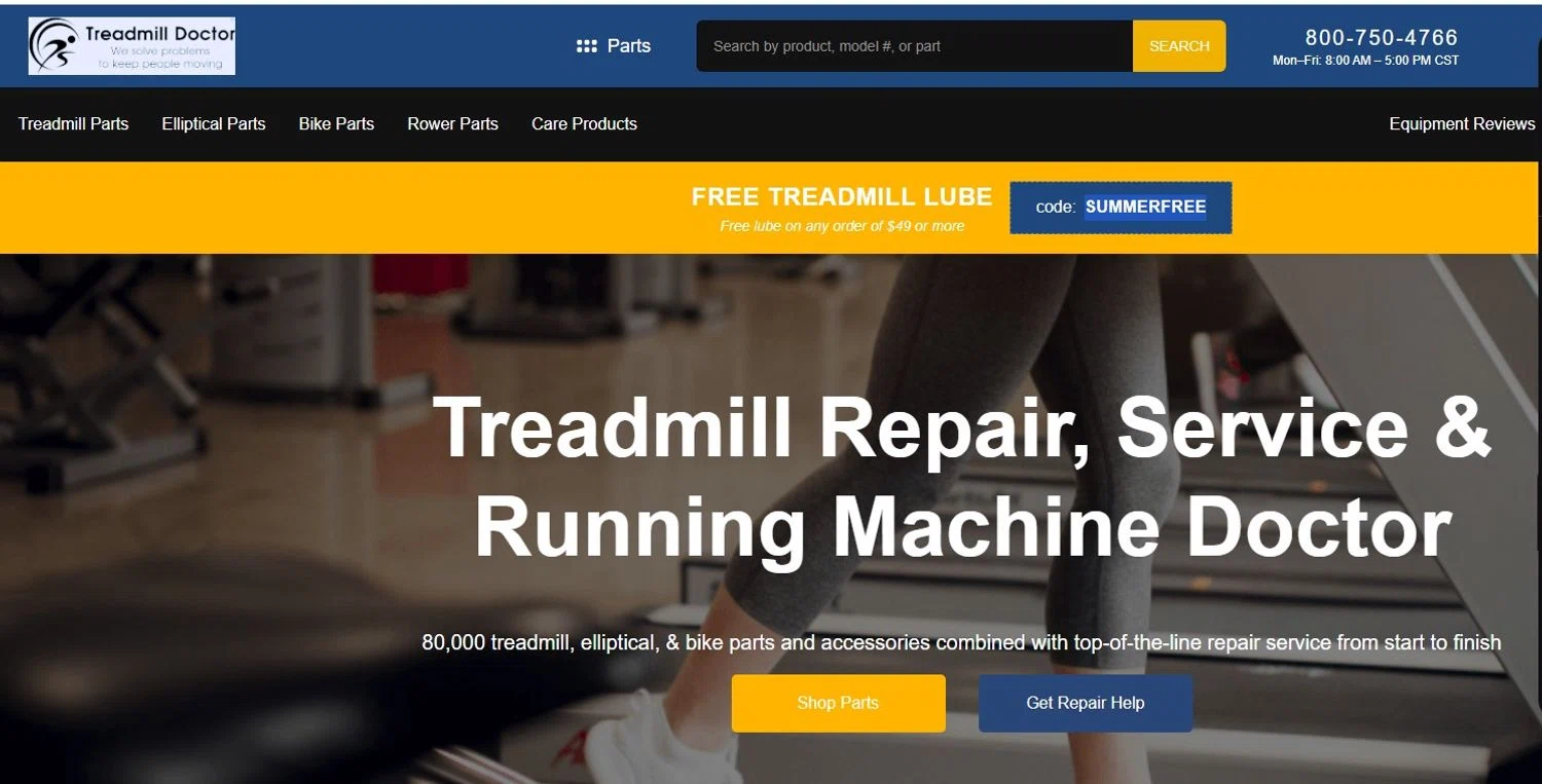 Treadmill Doctor promo code screenshot showing code SUMMERFREE applied at Treadmill Doctor checkout page. Uploaded by SimplyCodes community member josemiguelaponte on Jun 1, 2026