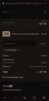 TREASURE20 coupon verification screenshot