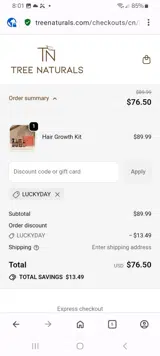 LUCKYDAY coupon verification screenshot