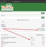TreeTop Adventures coupon verification screenshot