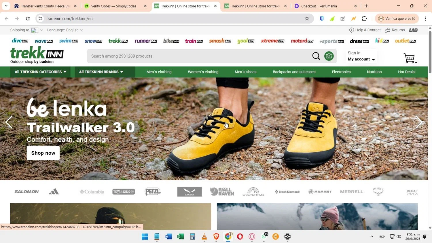 Trekkinn promo code screenshot showing code Wwcas10 applied at Trekkinn checkout page. Uploaded by SimplyCodes community member Elimix on Sep 26, 2025