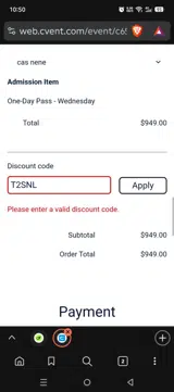 T2SNL coupon verification screenshot