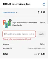 Trend Enterprises coupon verification screenshot