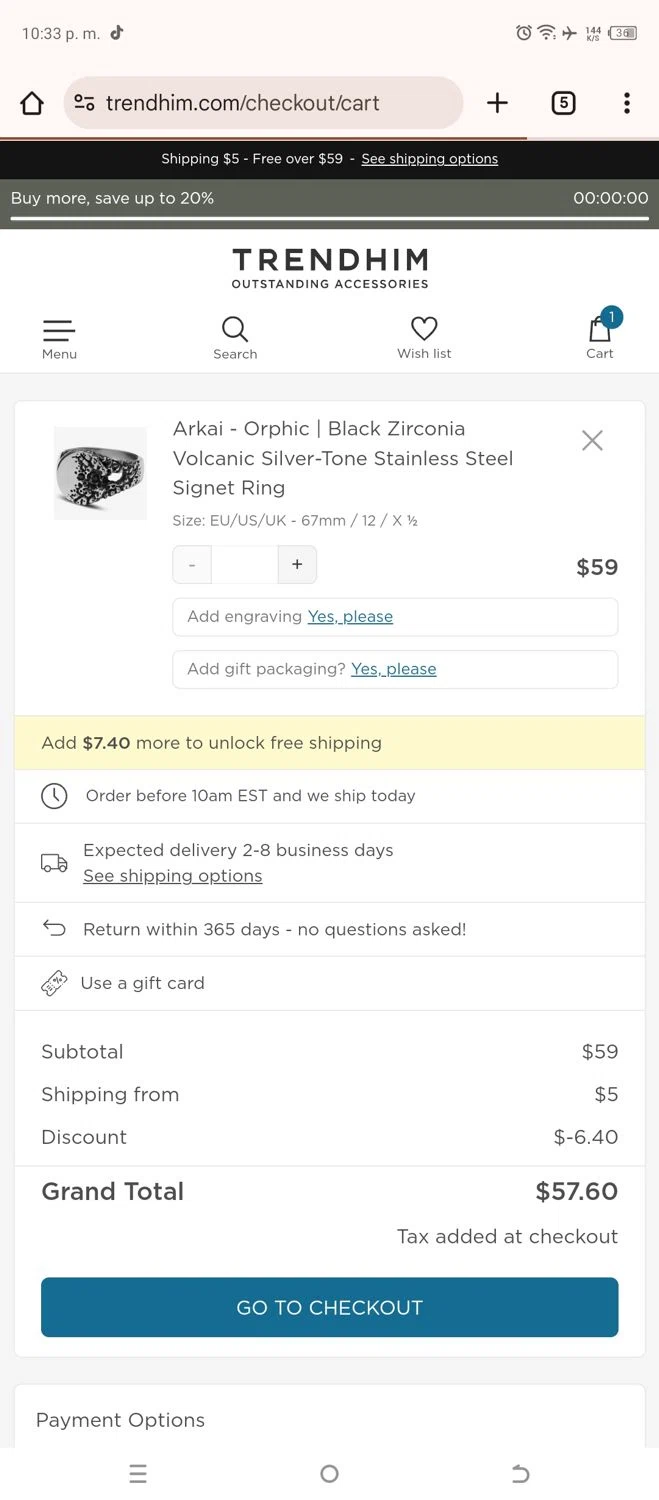 Trendhim checkout page showing Trendhim discount code box | Screenshot taken by SimplyCodes community member on Oct 17, 2024