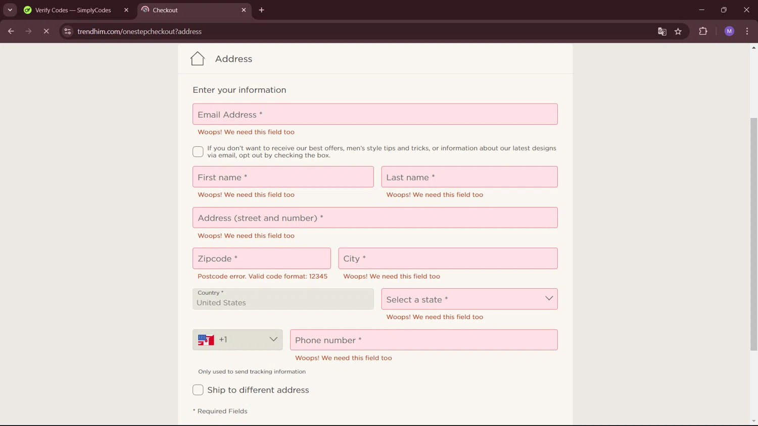 Trendhim checkout page showing Trendhim discount code box | Screenshot taken by SimplyCodes community member on Oct 17, 2024