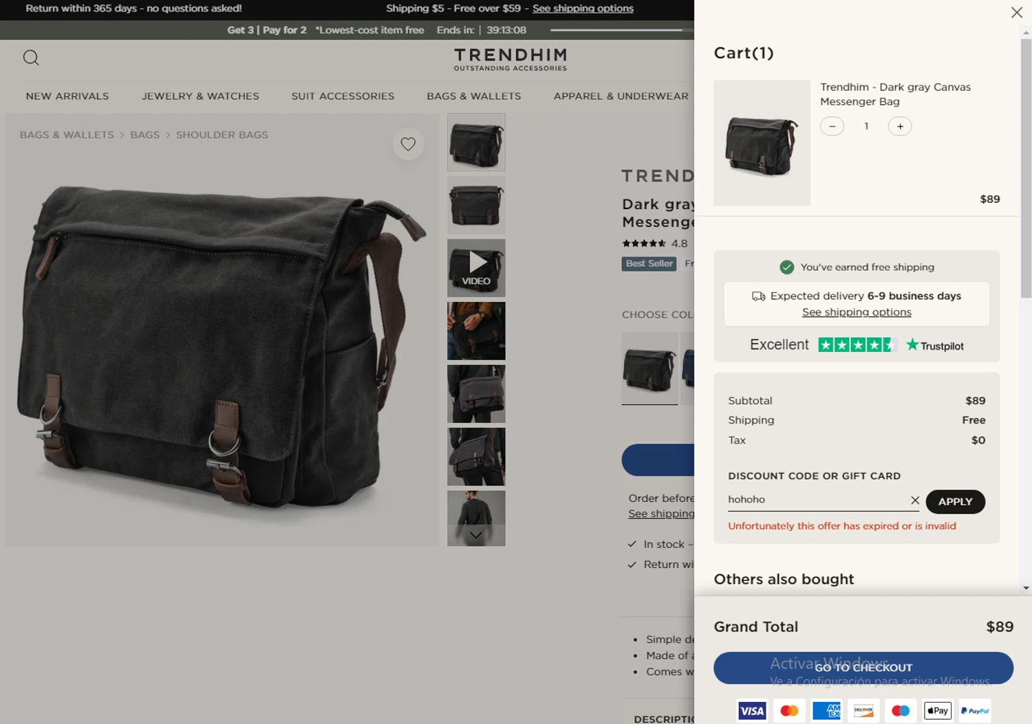 Trendhim discount code screenshot showing code hohoho applied at Trendhim checkout page. Uploaded by SimplyCodes community member TreasureHero9595 on Jan 20, 2025