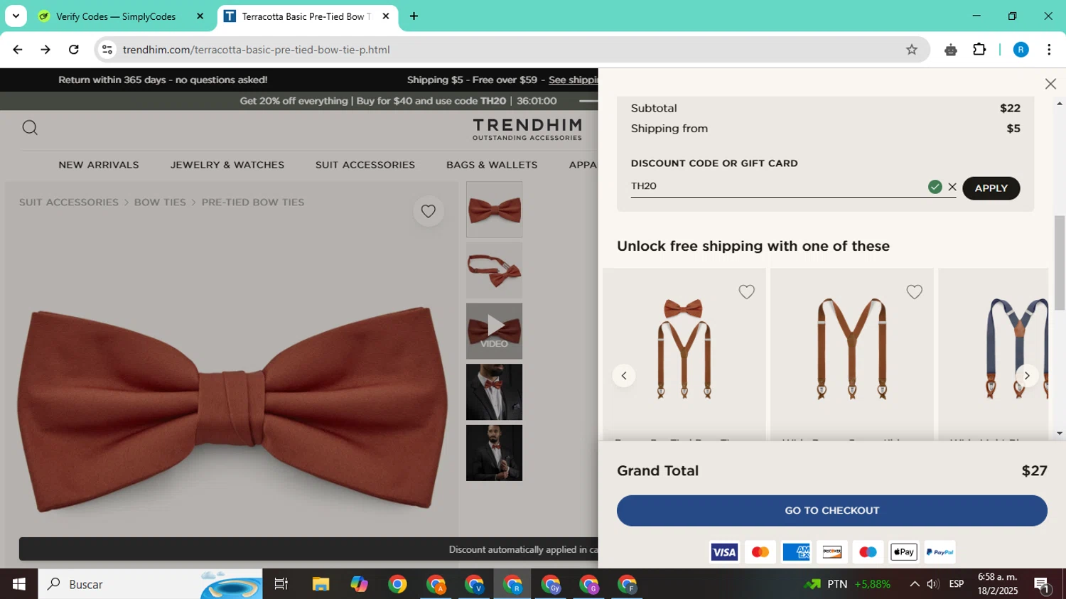 Trendhim checkout page showing Trendhim discount code box | Screenshot taken by SimplyCodes community member on Feb 18, 2025