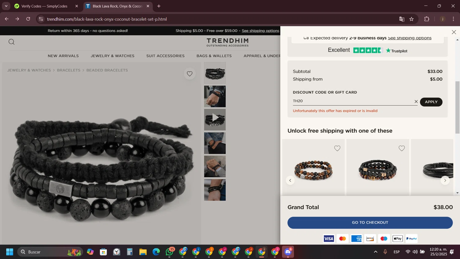 Trendhim discount code screenshot showing code TH20 applied at Trendhim checkout page. Uploaded by SimplyCodes community member VictoriousVirtuoso7711 on Feb 25, 2025
