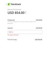 TrendTrack coupon verification screenshot