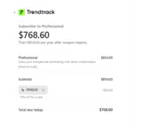 TrendTrack coupon verification screenshot