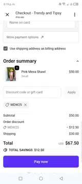 Mdw25 coupon verification screenshot
