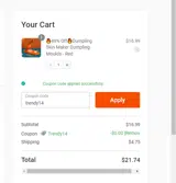 Trendy Tings coupon verification screenshot