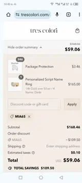 MIA65 coupon verification screenshot