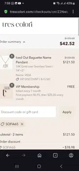 Sofia65 coupon verification screenshot