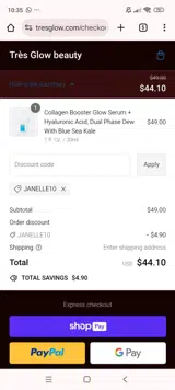 Janelle10 coupon verification screenshot