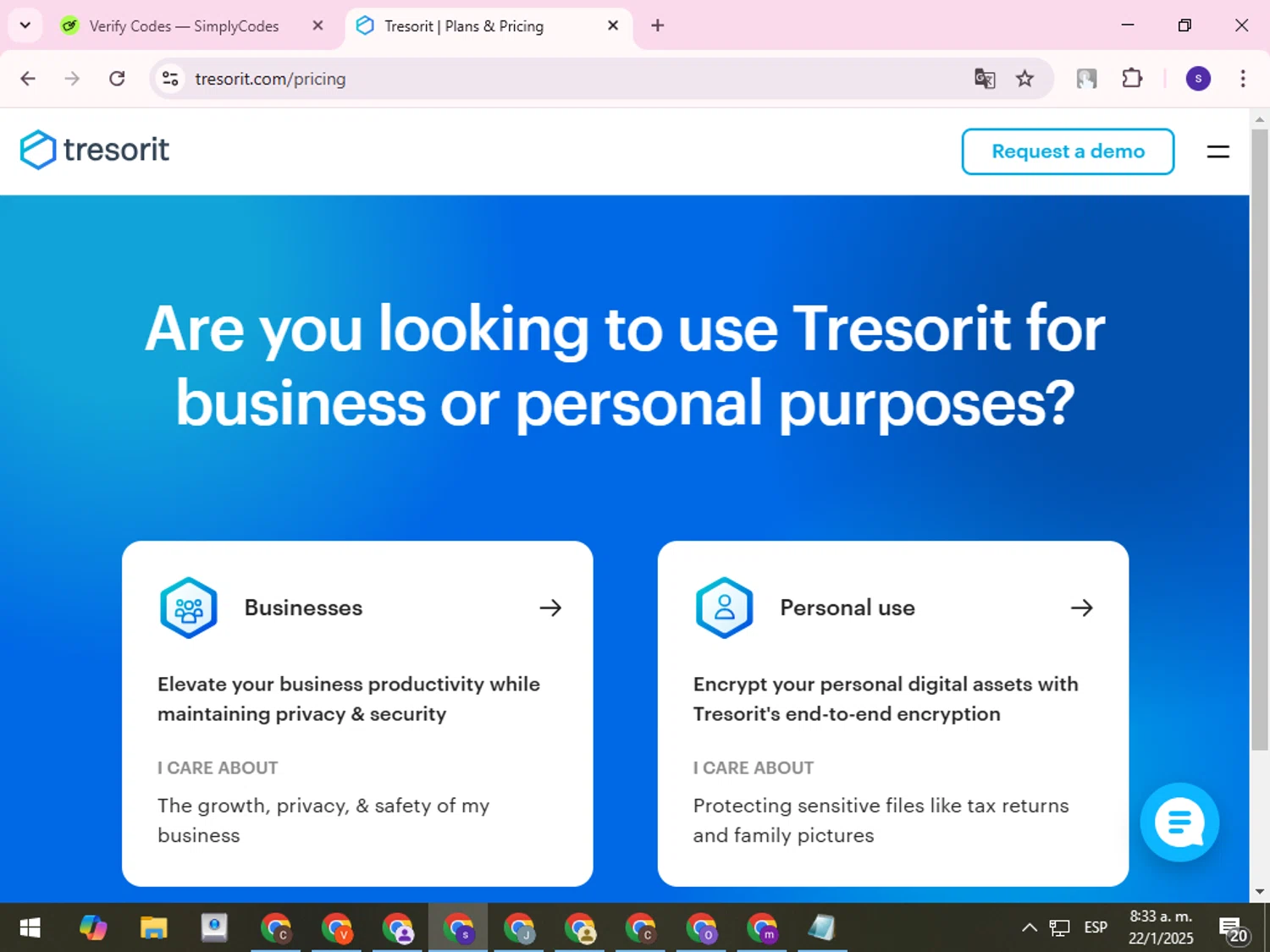Tresorit promo code screenshot showing code CYBERSALE2024 applied at Tresorit checkout page. Uploaded by SimplyCodes community member QuestCurator1644 on Jan 22, 2025
