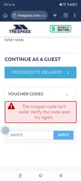 SAVE15 coupon verification screenshot
