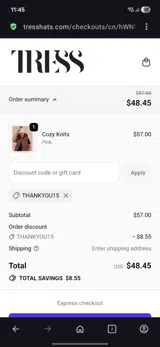 Thankyou15 coupon verification screenshot