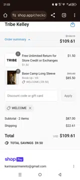welcome coupon verification screenshot