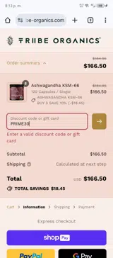 PRIME30 coupon verification screenshot