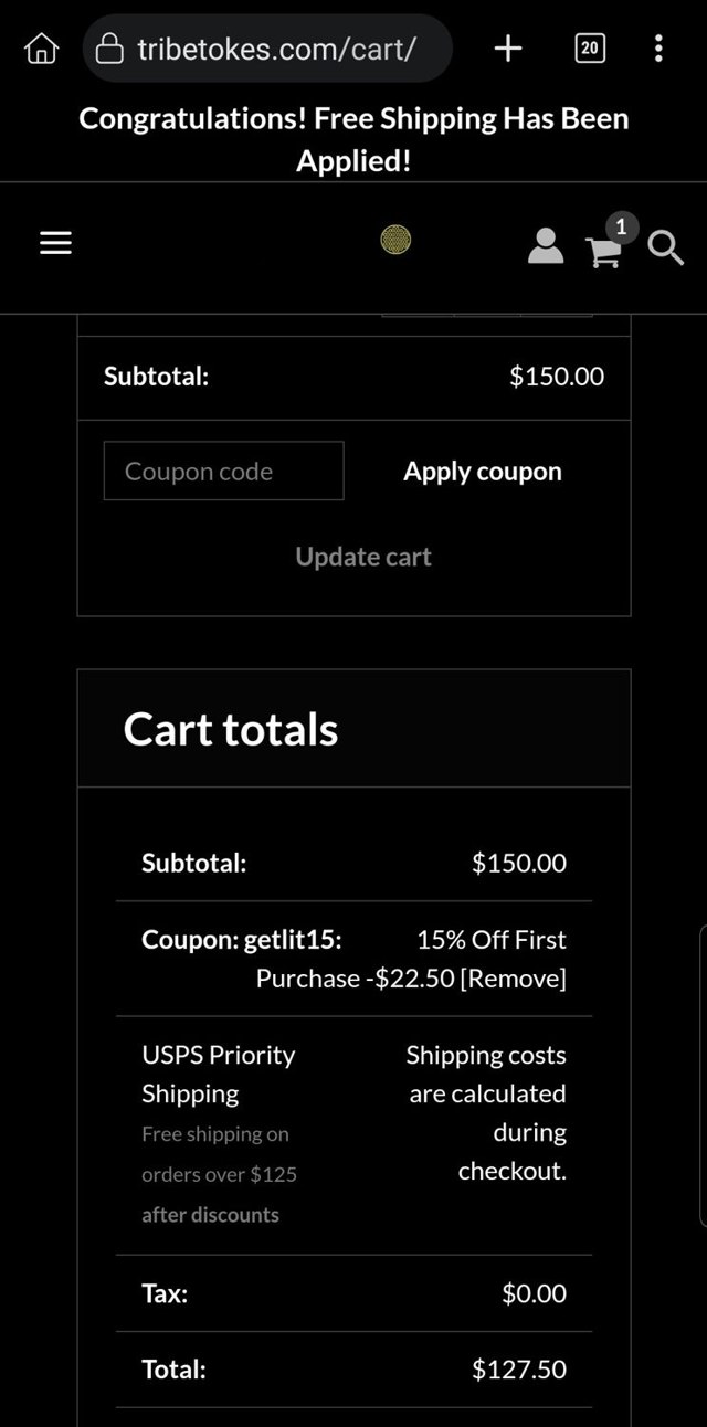 TribeTokes checkout page showing TribeTokes discount code box | Screenshot taken by SimplyCodes community member on May 30, 2025