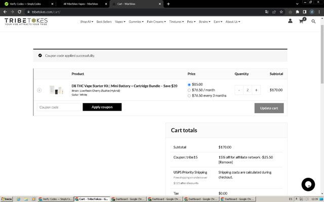 TribeTokes checkout page showing TribeTokes discount code box | Screenshot taken by SimplyCodes community member on Sep 13, 2024