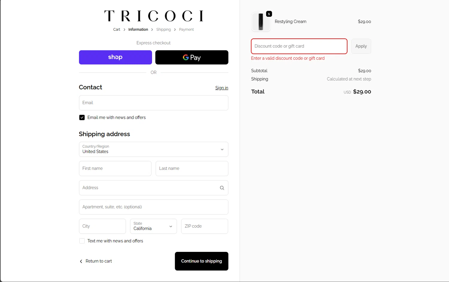 Tricoci Salon & Spa promo code screenshot showing code POLISHED100 applied at Tricoci Salon & Spa checkout page. Uploaded by SimplyCodes community member Peluche on Dec 21, 2025