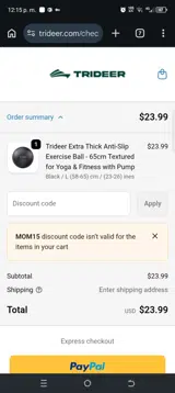 Mom15 coupon verification screenshot