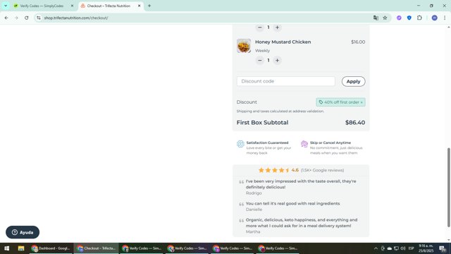 Trifecta checkout page showing Trifecta discount code box | Screenshot taken by SimplyCodes community member on Aug 25, 2025