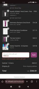 TRIHARD coupon verification screenshot