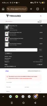 TRIHARD coupon verification screenshot