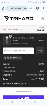 TRIHARD coupon verification screenshot