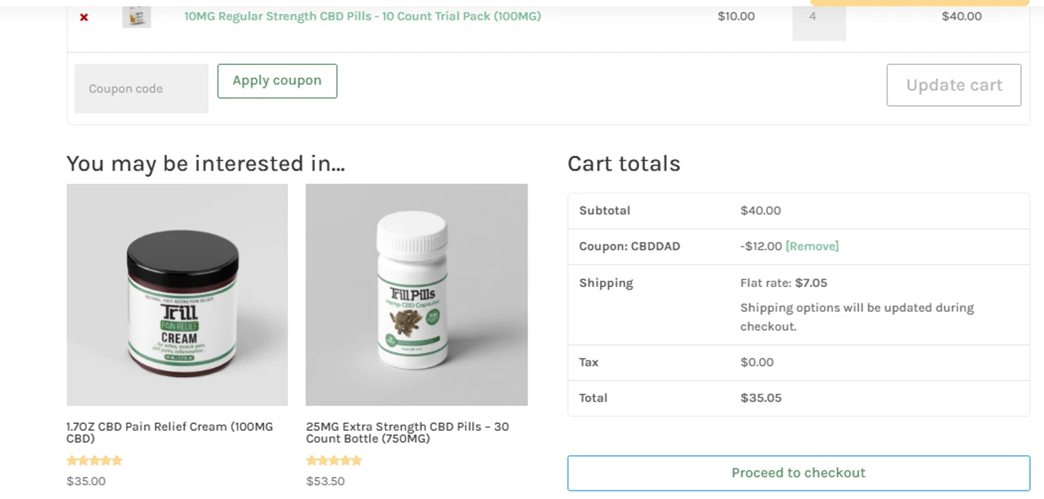 Trill Pills checkout page showing Trill Pills promo code box | Screenshot taken by SimplyCodes community member on Jun 10, 2025