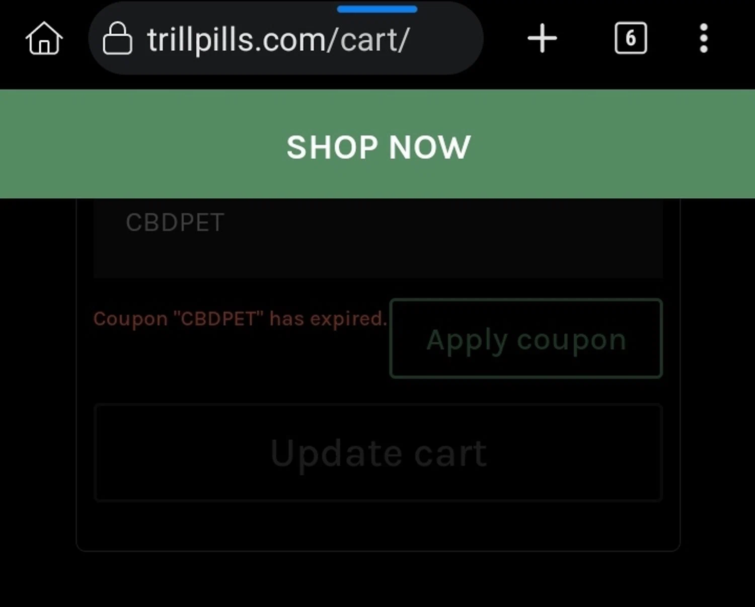 Trill Pills promo code screenshot showing code CBDPET applied at Trill Pills checkout page. Uploaded by SimplyCodes community member Sukuna_ on Jul 24, 2025