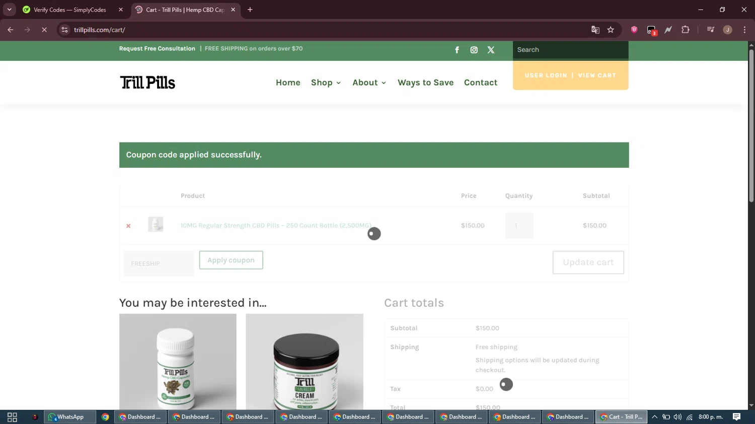 Trill Pills checkout page showing Trill Pills promo code box | Screenshot taken by SimplyCodes community member on Jan 21, 2026