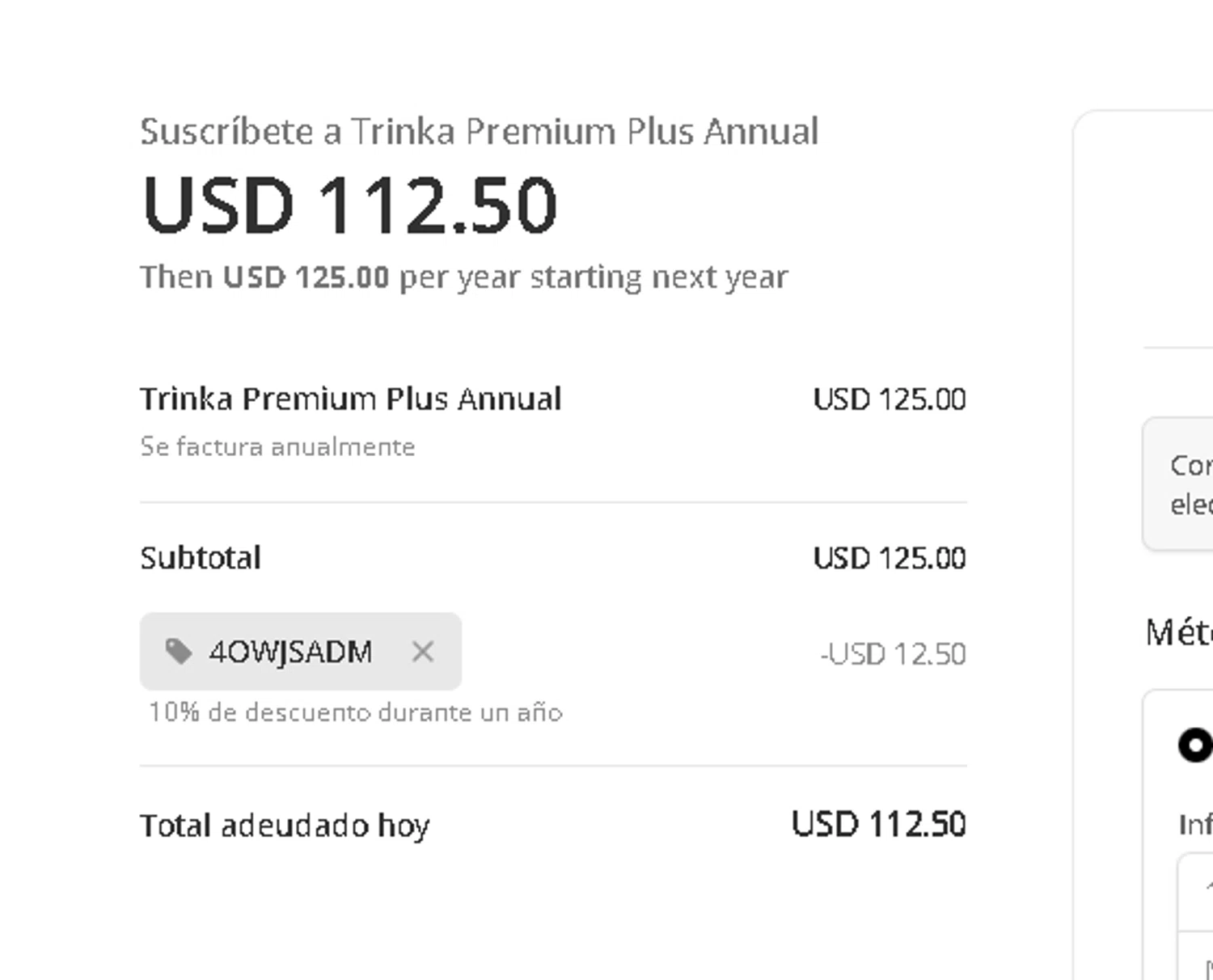 Trinka promo code screenshot showing code 4OWJSADM applied at Trinka checkout page. Uploaded by SimplyCodes community member Netheryno on Aug 31, 2025