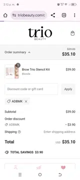 ADBMK coupon verification screenshot