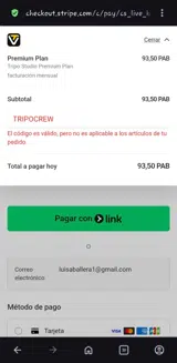 TRIPOCREW coupon verification screenshot
