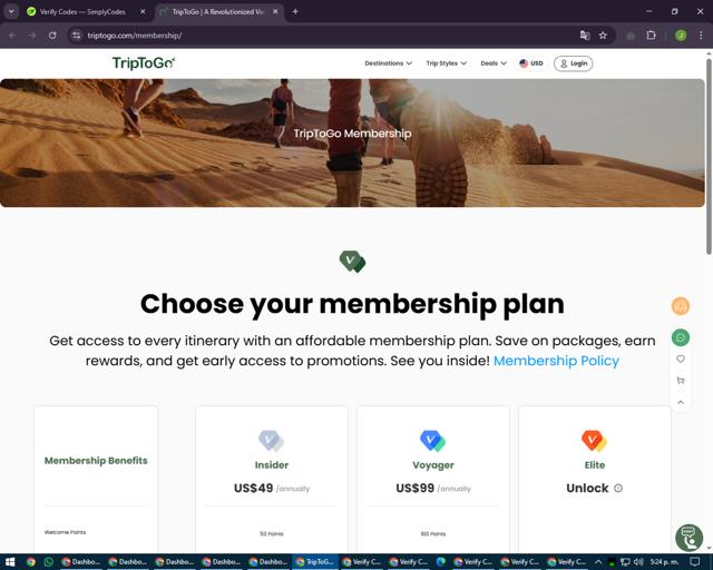 TripToGo checkout page showing TripToGo coupon code box | Screenshot taken by SimplyCodes community member on Apr 15, 2025