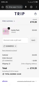 summer20 coupon verification screenshot