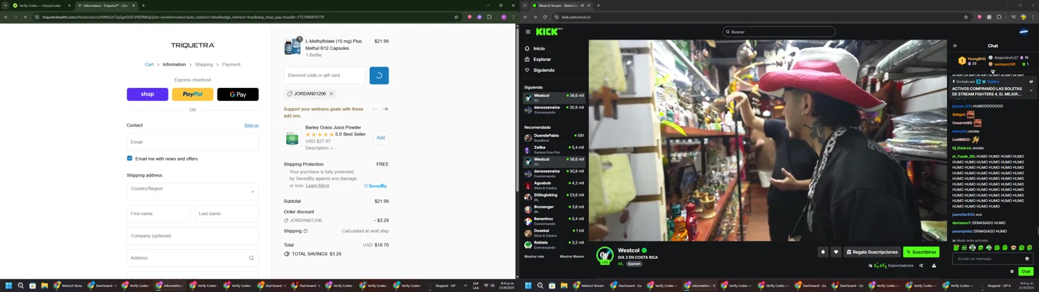 Triquetra Health discount code screenshot showing code JORDAN01206 applied at Triquetra Health checkout page. Uploaded by SimplyCodes community member PennyWizard1195 on Sep 15, 2025
