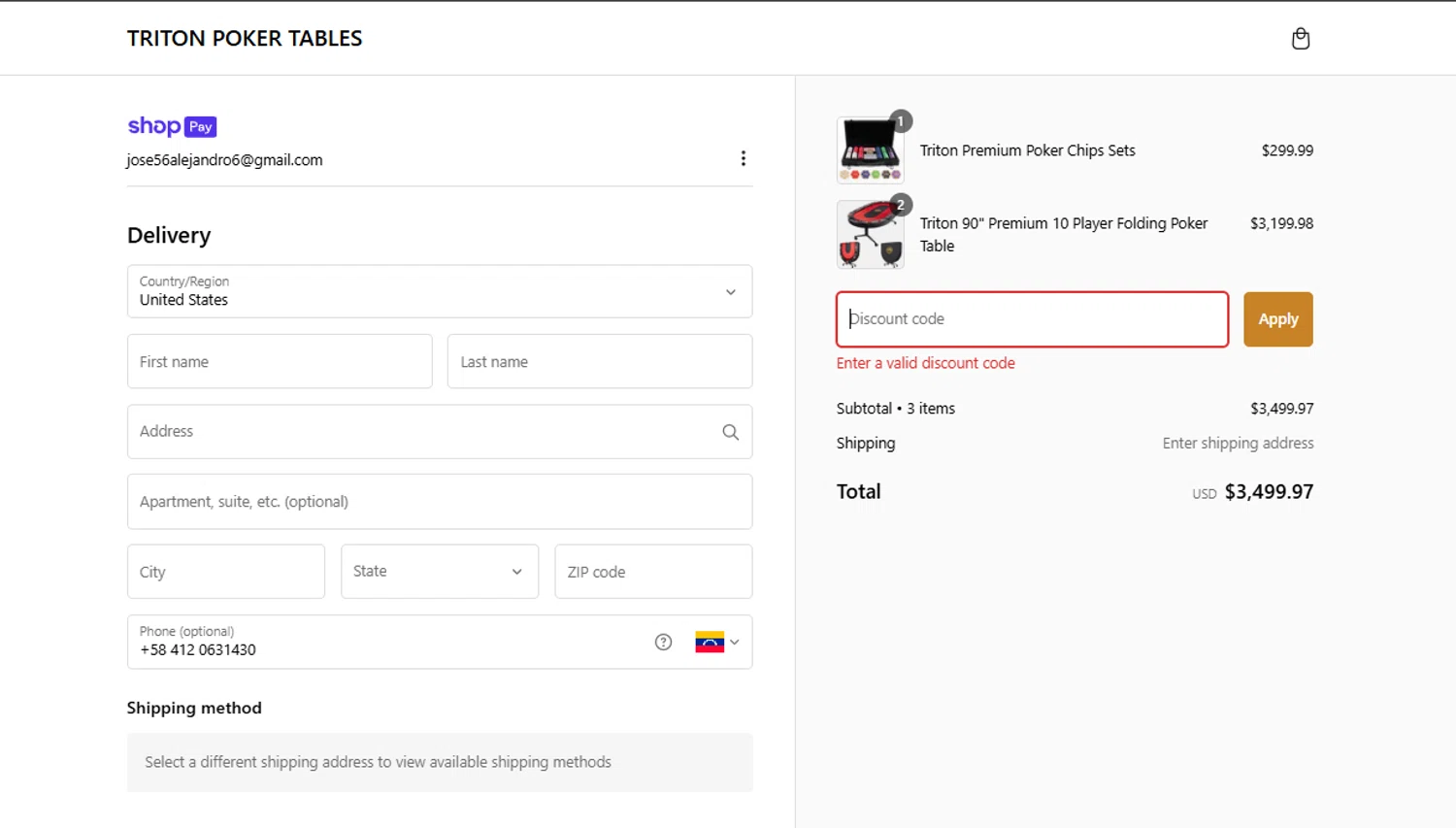 Triton Poker Tables promo code screenshot showing code 4BETBLIND applied at Triton Poker Tables checkout page. Uploaded by SimplyCodes community member Kmacho on Jan 11, 2025