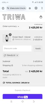 TRAVEL10 coupon verification screenshot