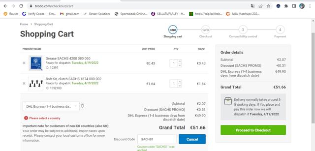 Trodo checkout page showing Trodo discount code box | Screenshot taken by SimplyCodes community member on Apr 14, 2022