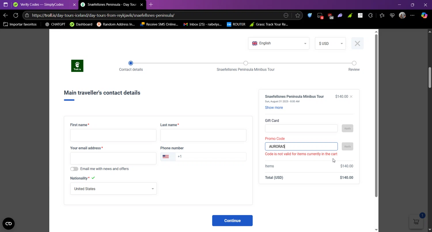 Troll Expeditions checkout page showing Troll Expeditions promo code box | Screenshot taken by SimplyCodes community member on Aug 4, 2025