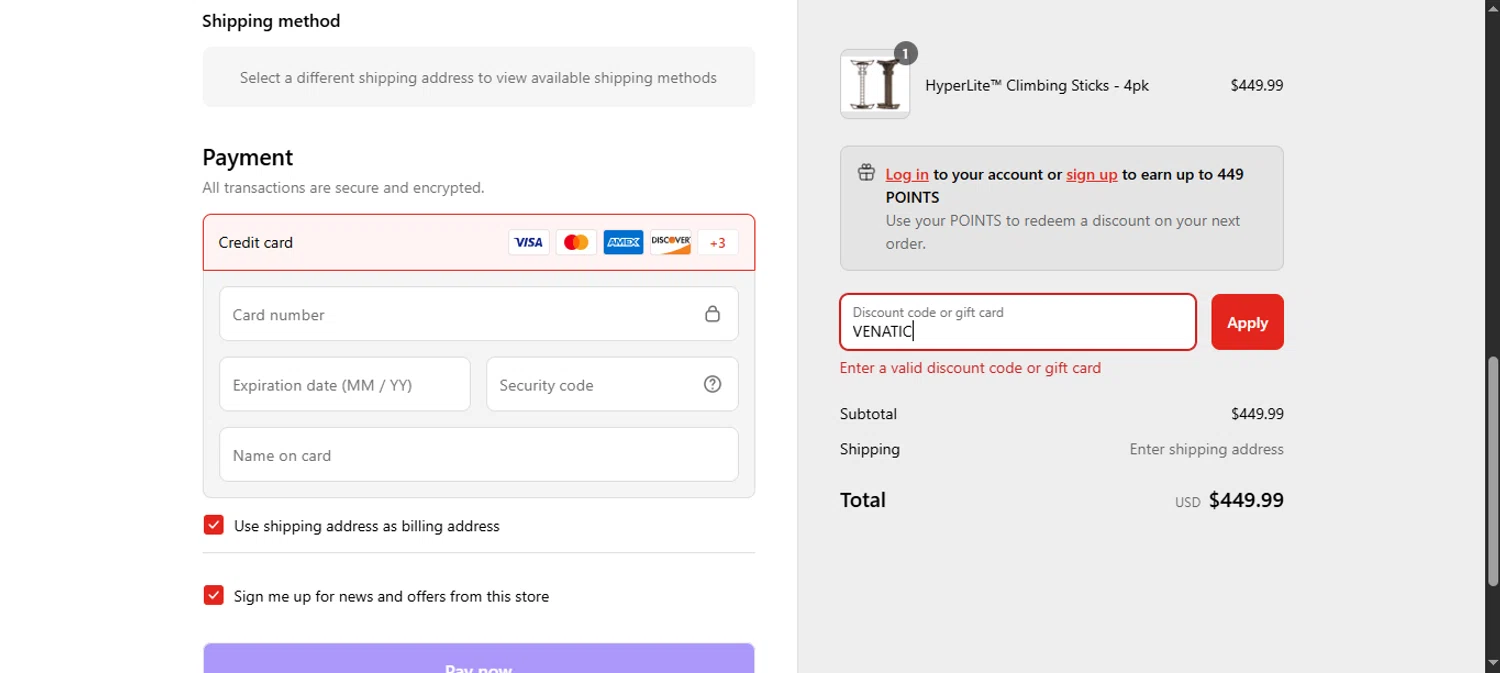 Trophyline discount code screenshot showing code VENATIC applied at Trophyline checkout page. Uploaded by SimplyCodes community member noworries on Jul 19, 2025