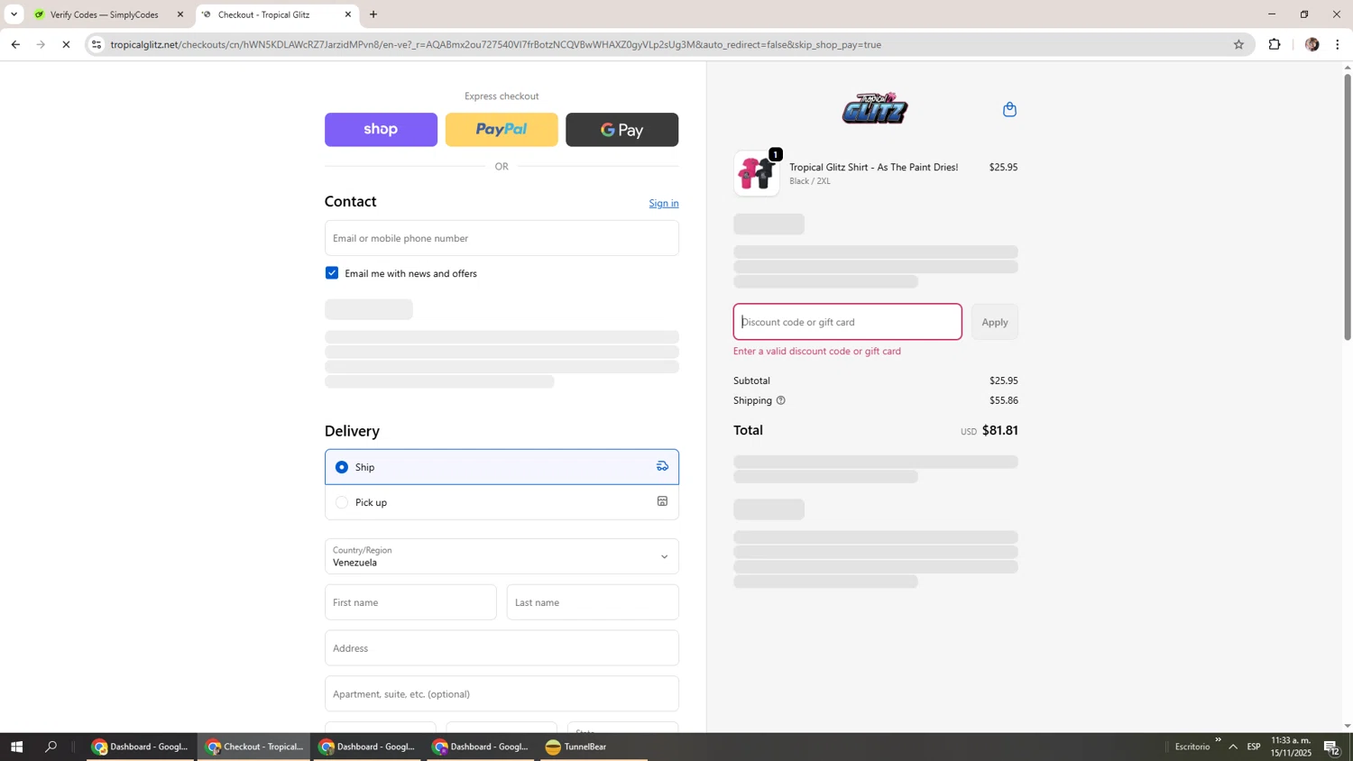 Tropical Glitz discount code screenshot showing code HONOR applied at Tropical Glitz checkout page. Uploaded by SimplyCodes community member Levi_Ackerman on Nov 15, 2025