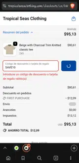SAVE10 coupon verification screenshot