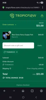 Thanks15 coupon verification screenshot